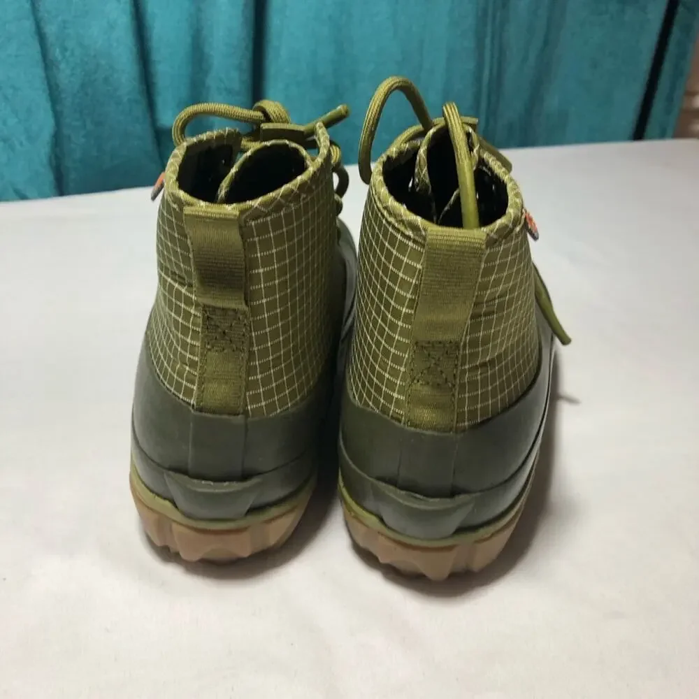Bogs women lace up casual check waterproof ankle boots army green sz 6 EUC